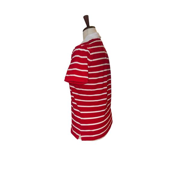 LRL Ralph Lauren Red White Striped Polo Shirt | Large | Nautical Style | 1/4 Zip - Picture 4 of 11